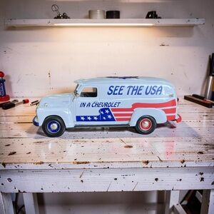 Chevrolet Kids Toy Van - White with Red & Blue USA Design